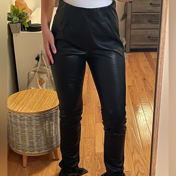 Zara Pants & Jumpsuits Zara Extra Long Faux Leather Leggings Poshmark